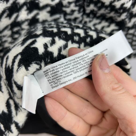 ELOQUII Black White Single Button Woven Houndstooth Coat Plus Size 18/20 Winter - Picture 7 of 7